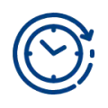 Ícone azul de relógio com seta circular