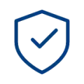 Ícone azul de escudo com marca de verificação