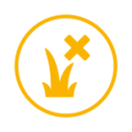 Ícone amarelo de grama com X dentro de círculo