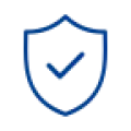 Ícone de escudo azul com marca de verificação ao centro
