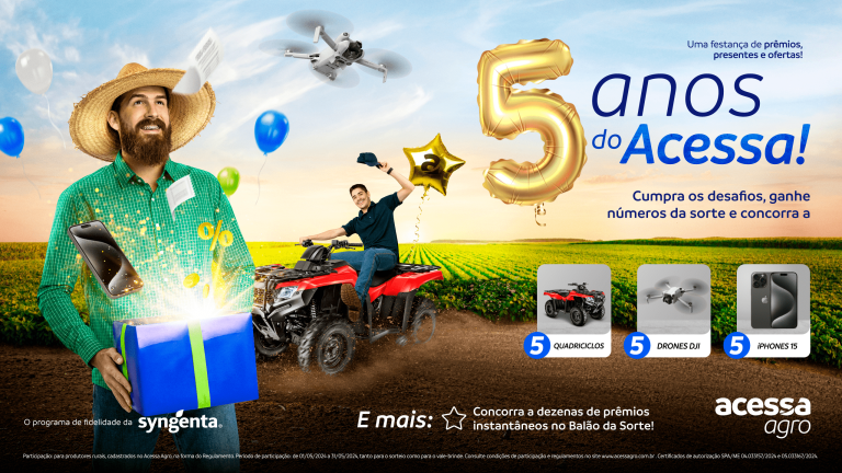 Em comemoração aos 5 anos da marca Acessa Agro, os clientes participarão de dezenas de sorteios