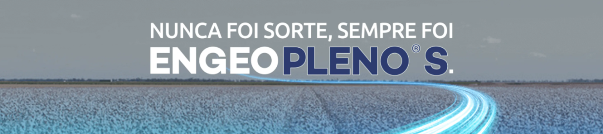 Banner do produto com texto “NUNCA FOI SORTE, SEMPRE FOI ENGEO PLENO S” em fundo azul