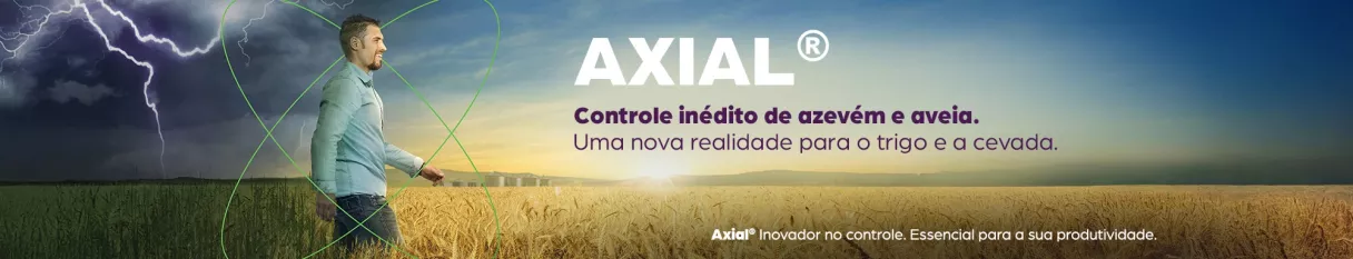 Banner do herbicida Axial para controle de azevém e aveia na cultura do trigo e cevada